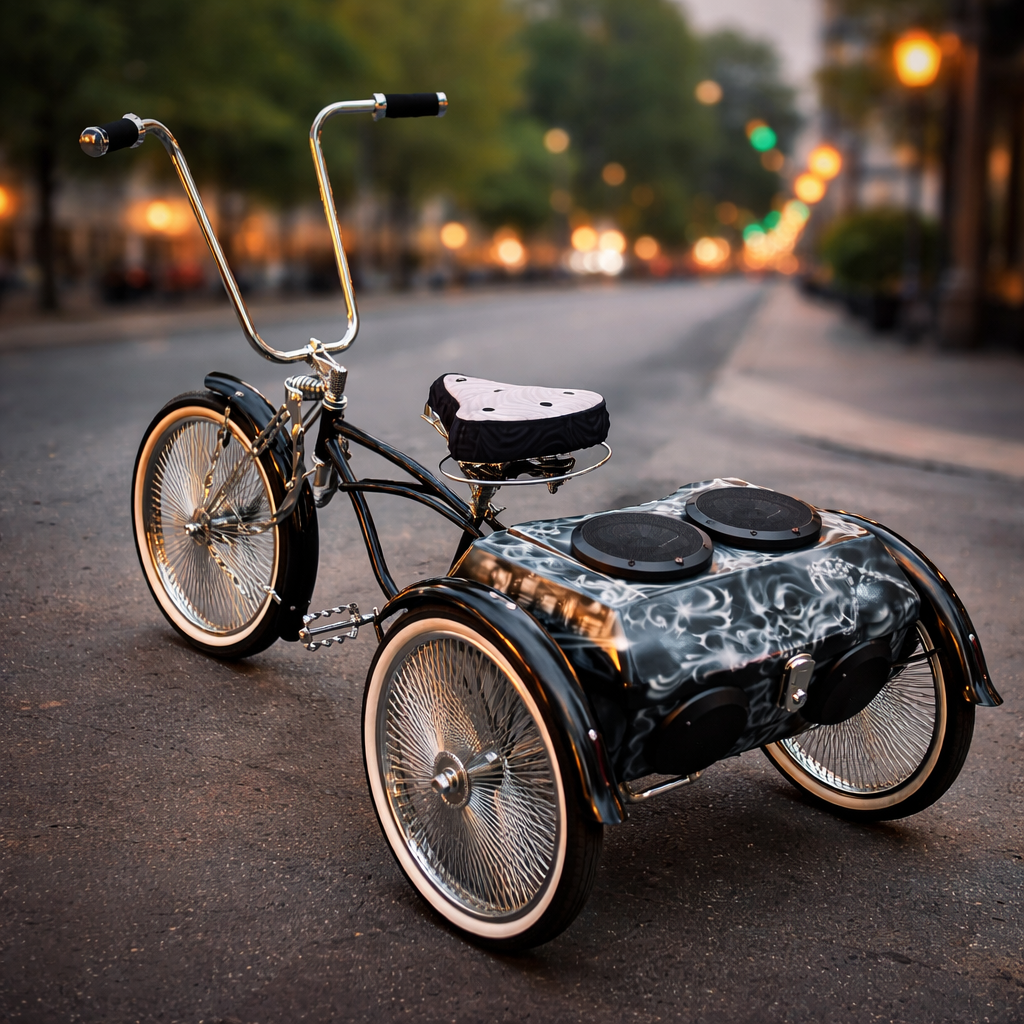 Location location Tricycle Lowrider Custom – Pour tournage et shooting photo - Full Prod 360